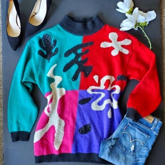 💍Vintage SK & company Matisse sequin Sweater - Picture 1 of 10